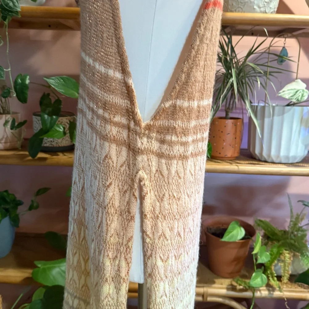 Free People Multicolor Knit Sleeveless Metallic Turtleneck Long Maxi Tunic Small
